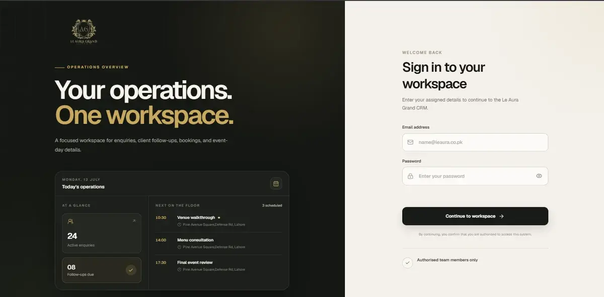 Leuaora Hotels CRM screenshot